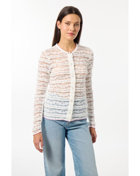 Cárdigan Roseline de encaje blanco