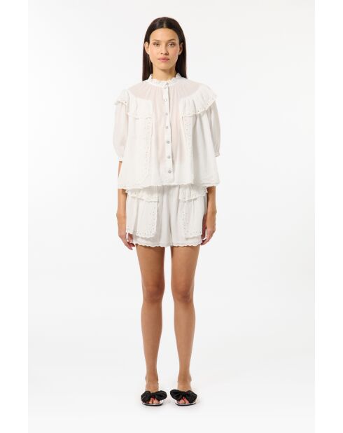 Witte korte broek met Britse borduursels