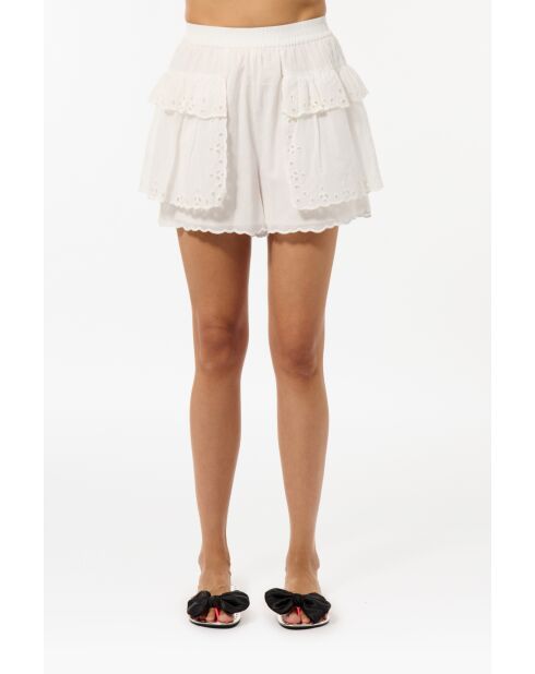 Witte korte broek met Britse borduursels