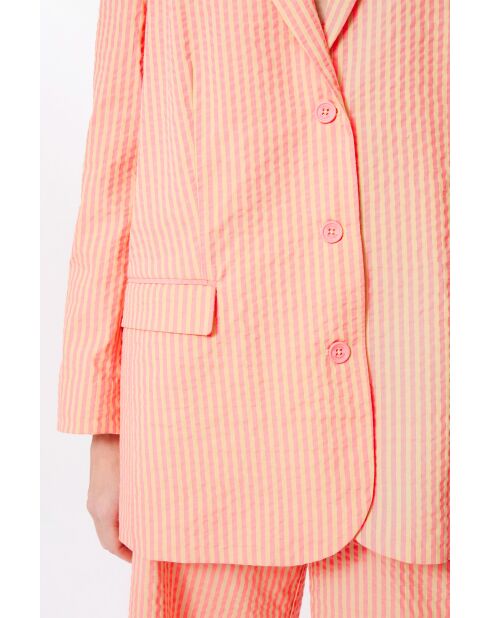 Rosafarbene Seersucker-Jacke