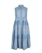 Blauwe chambray-jurk