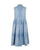 Blauwe chambray-jurk