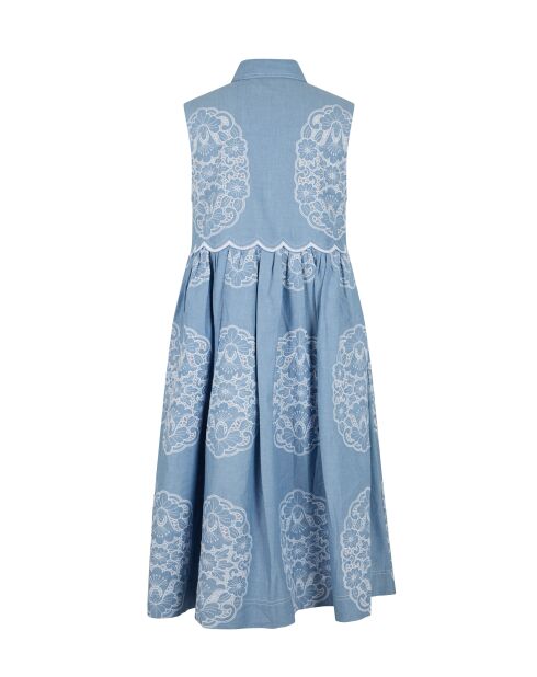 Blauwe chambray-jurk