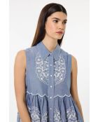 Blauwe chambray-jurk