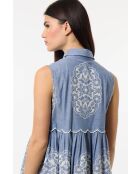 Blauwe chambray-jurk