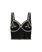 Canotta nera in tulle floreale