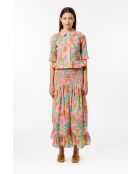 Katoenen rok met bubbels en bloemen