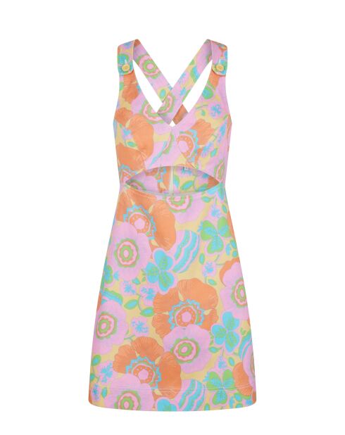 Veelkleurige korte spijkerjurk met 2000 bloemen