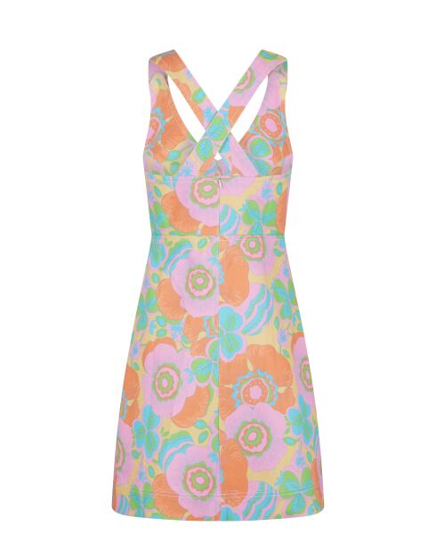 Veelkleurige korte spijkerjurk met 2000 bloemen