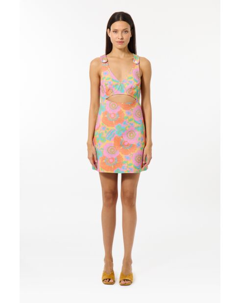 Veelkleurige korte spijkerjurk met 2000 bloemen