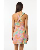 Veelkleurige korte spijkerjurk met 2000 bloemen