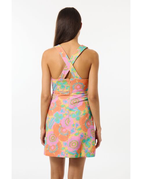 Veelkleurige korte spijkerjurk met 2000 bloemen