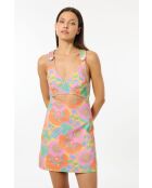 Veelkleurige korte spijkerjurk met 2000 bloemen