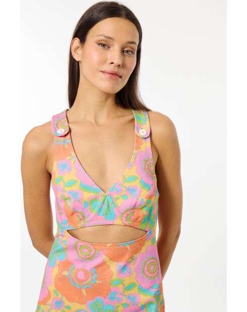 Veelkleurige korte spijkerjurk met 2000 bloemen