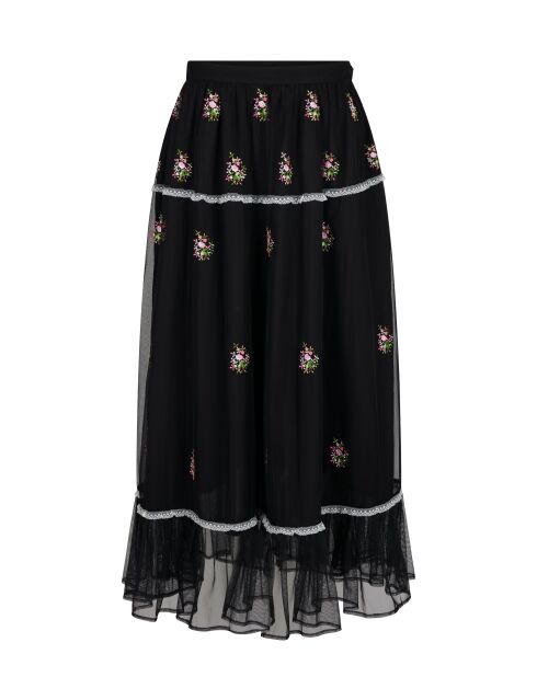 Jupe fleurie en tulle noire