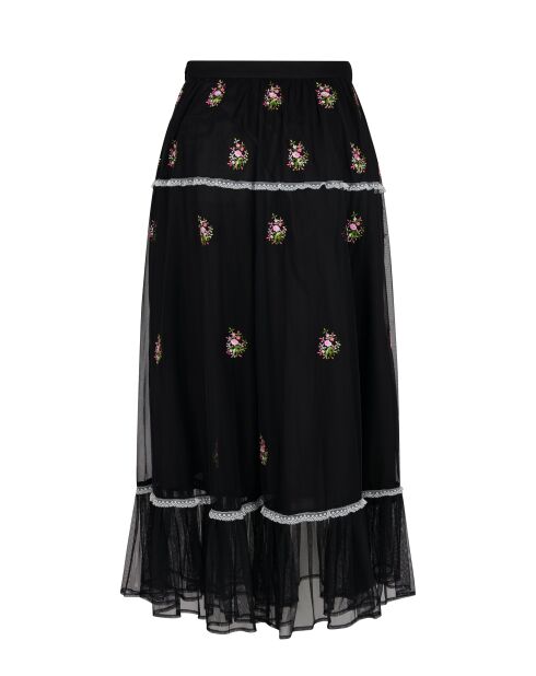 Jupe fleurie en tulle noire