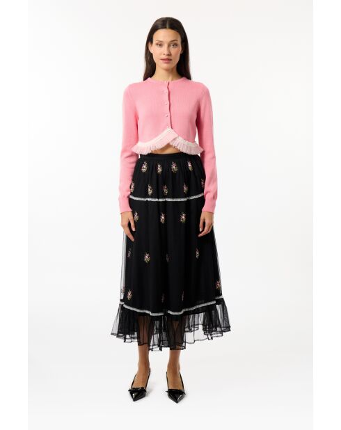 Jupe fleurie en tulle noire