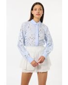 Blaues gestreiftes Schweizer Stickhemd