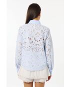 Blaues gestreiftes Schweizer Stickhemd