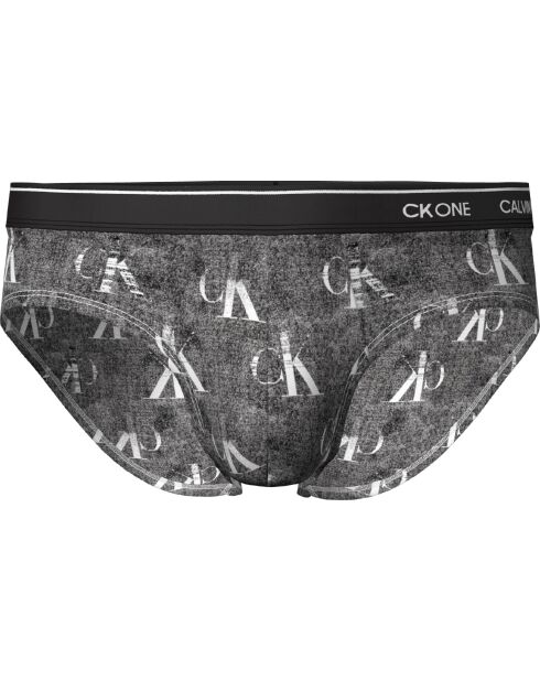 Slip hip brief logo texturé imprimé noir