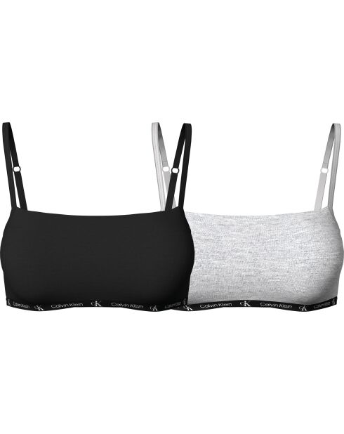 Set aus 2 schwarz-grau melierten BHs