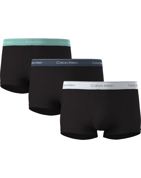 Lot de 3 boxers trunk coupe décontractée corps noirs avec turquoise tahiti