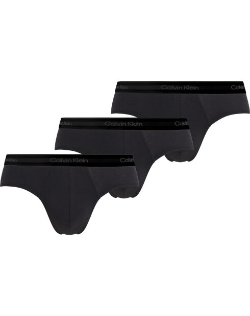 Lot de 3 slips noirs avec ceinture noire
