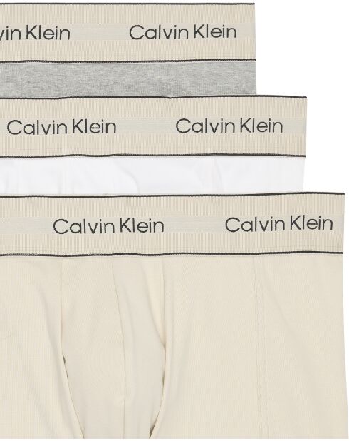 Lot de 3 boxers trunk gris huître/gris chiné/blanc