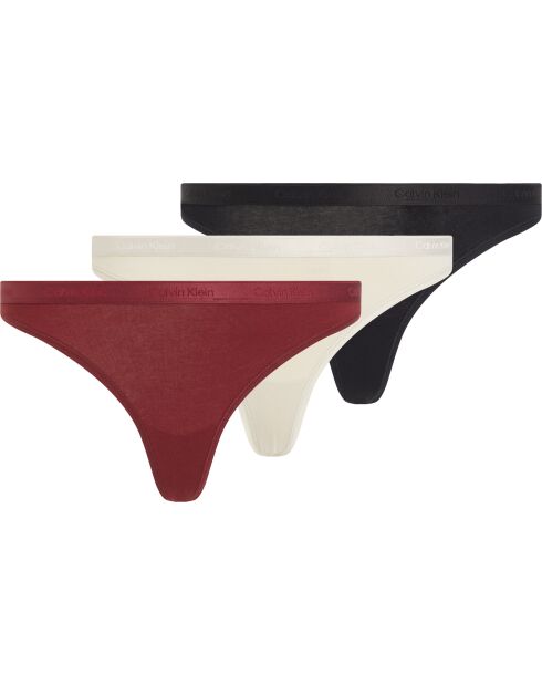 Set di 3 perizomi neri/syrah/cocoon