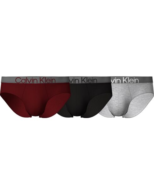 Lot de 3 slips Rouge tapis noir gris chiné
