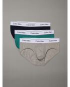 Lot de 3 slips bleu rivage/gris chiné/vif