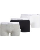Lot de 3 boxers trunk gris chiné/blanc/noir