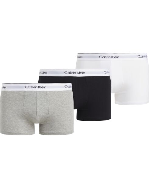Lot de 3 boxers trunk gris chiné/blanc/noir