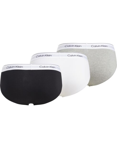 Lot de 3 slips gris chiné/blanc/noir