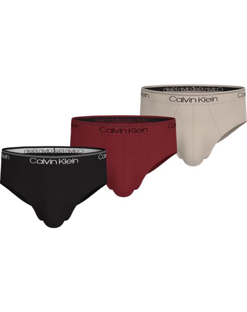 Lot de 3 slips noir:syrah/cocon