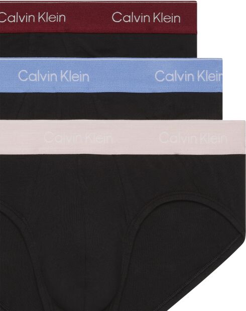 Lot de 3 slips élastique tricolore noirs