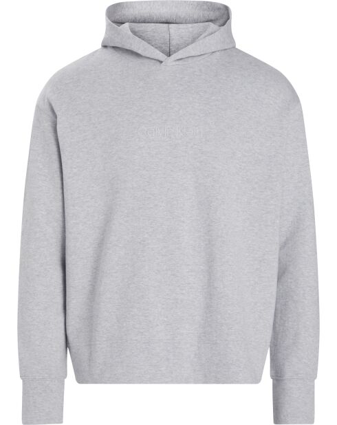 Sweat à capuche manches longues gris moyen chiné
