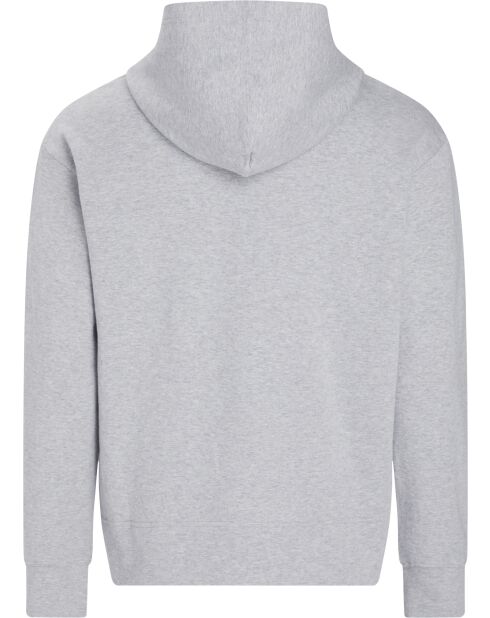 Sweat à capuche manches longues gris moyen chiné