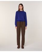 Pull Déborah 100% laine col bicolore bleu océan