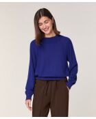 Pull Déborah 100% laine col bicolore bleu océan