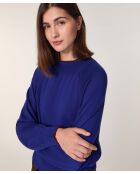 Pull Déborah 100% laine col bicolore bleu océan