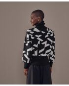 Pull Azalée, jacquard, col roulé noir