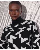 Pull Azalée, jacquard, col roulé noir