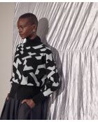 Pull Azalée, jacquard, col roulé noir