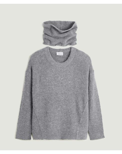 Pull Valériane col amovible gris moyen