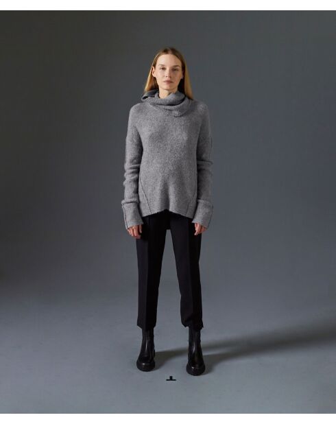 Pull Valériane col amovible gris moyen