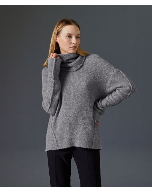 Pull Valériane col amovible gris moyen