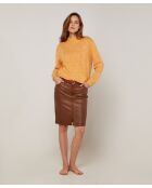 Pull chiné Guillemette col montant jaune