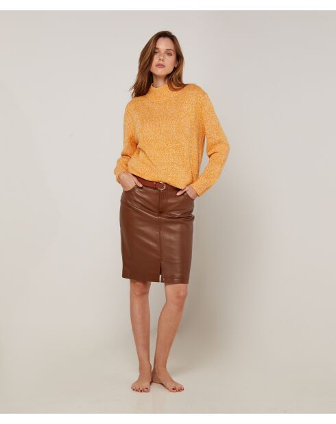 Pull chiné Guillemette col montant jaune