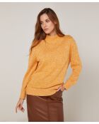 Pull chiné Guillemette col montant jaune